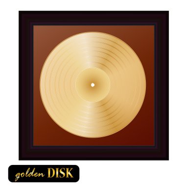 Çerçeve ile altın disk vinil. Vektör çizim