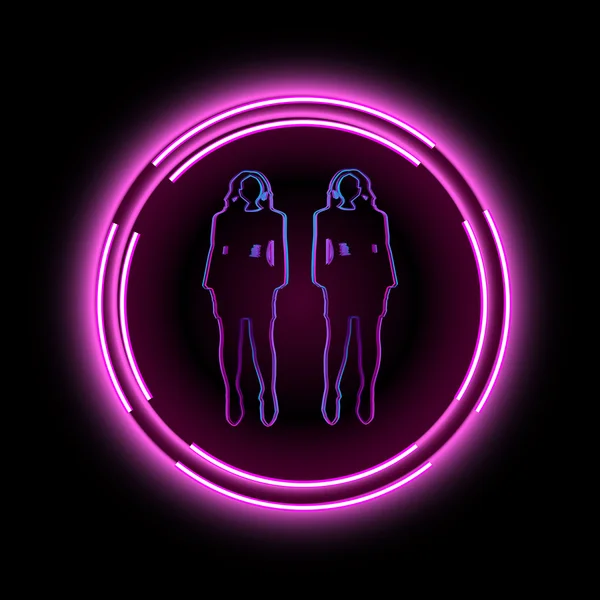 Neon-Rahmen mit einer Silhouette von Frauen. kann für Bar, Disco, Club oder Ihre Idee verwendet werden. Vektorillustration — Stockvektor