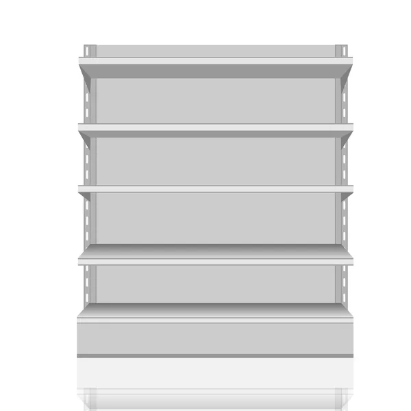 Beyaz boş boş vitrin görüntüler perakende raflarında ön ile izole beyaz arka plan üzerinde 3d ürünler görüntüleyin. Tasarımınız için hazır. 
