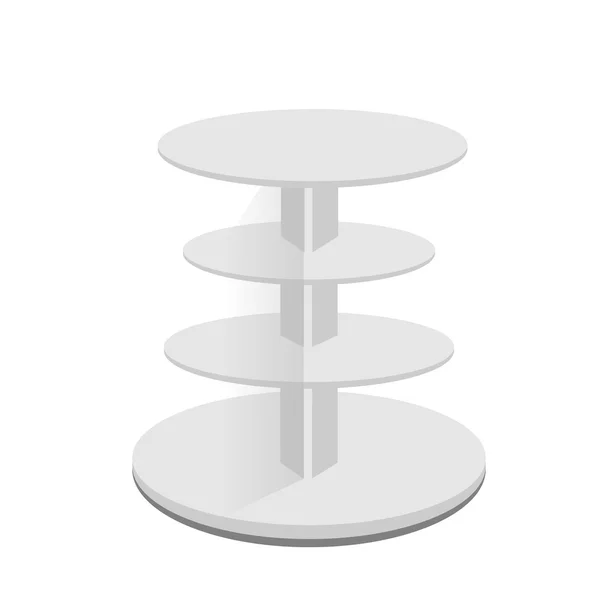 Pos POI karton zemin ekran raf süpermarket boş boş için yuvarlak beyaz izole beyaz arka plan üzerinde raf ürünleri ile görüntüler. Tasarımınız için hazır.