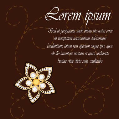 Gold flower with diamond. Gold element. Jewelry element. Can use for invitation, wedding card or your idea. Vector illustration EPS 10