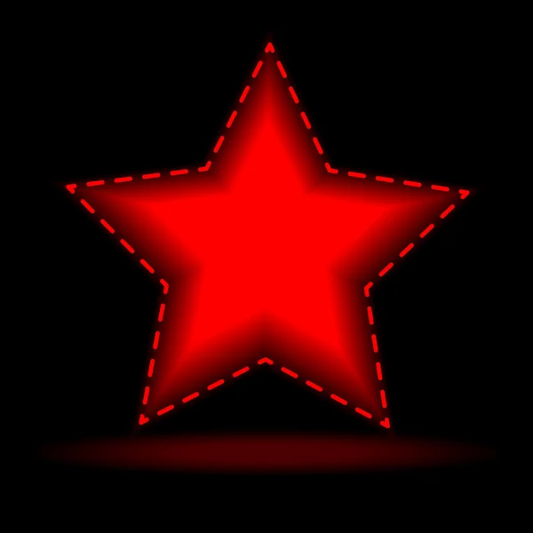 Étoile rouge à cinq branches. Modèle de conception de logo vectoriel isolé sur un fond noir . — Image vectorielle