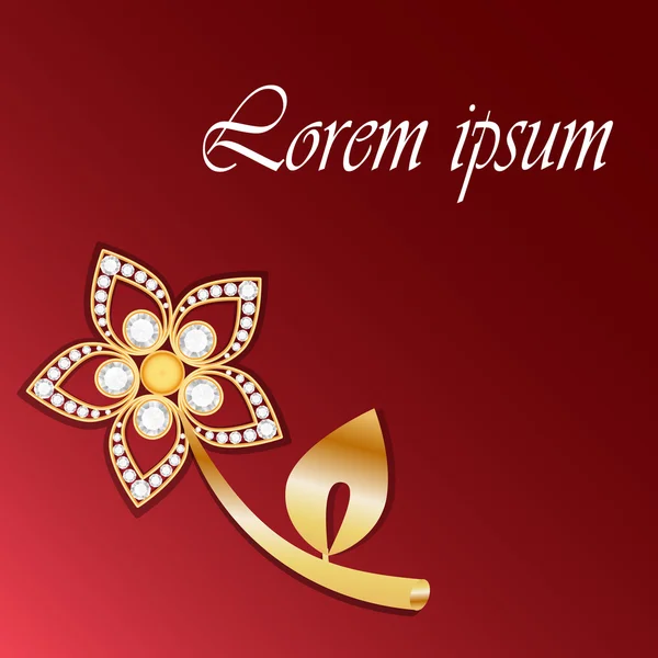 Gold flower with diamond. Gold element. Jewelry element. Can use for invitation, wedding card or your idea. Vector illustration EPS 10