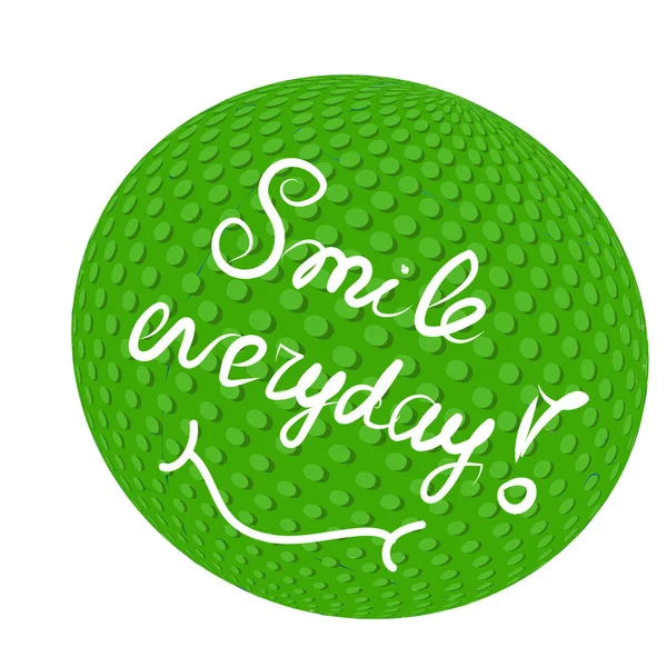 Vector hand lettering poster on green Earth. Smile everyday with hand-lettering — Stok Vektör