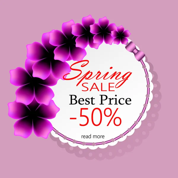 Süper Bahar Satış Banner. Çiçeklerle Renkli Bahar Çerçevesi. Vektör İllüstrasyonu.