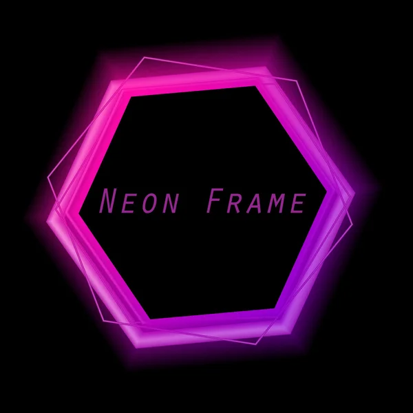 Neon çerçeve. Neon ışığı. Vektör elektrik çerçevesi. Vintage çerçeve. Retro neon lamba. Metin için boşluk. Parlayan neon arka plan. Soyut elektrik arka plan. Neon işareti. 