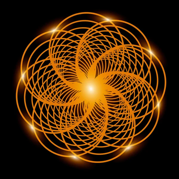 Arka plan. Altın fraktal çiçek ışıkları ile. Vektör çizim