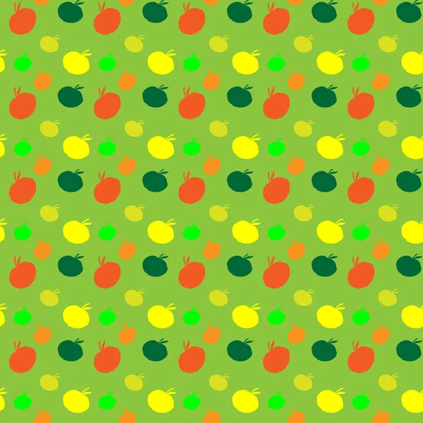 カラフルなリンゴのシームレスなパターン。手描きのアップル。ベクトル図 — ストックベクタ