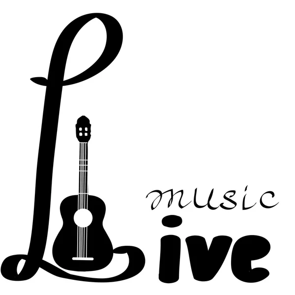 Live Music vector poster template. Hand draw letters. Poster with blank space for your text advertising message. — Stock Vector