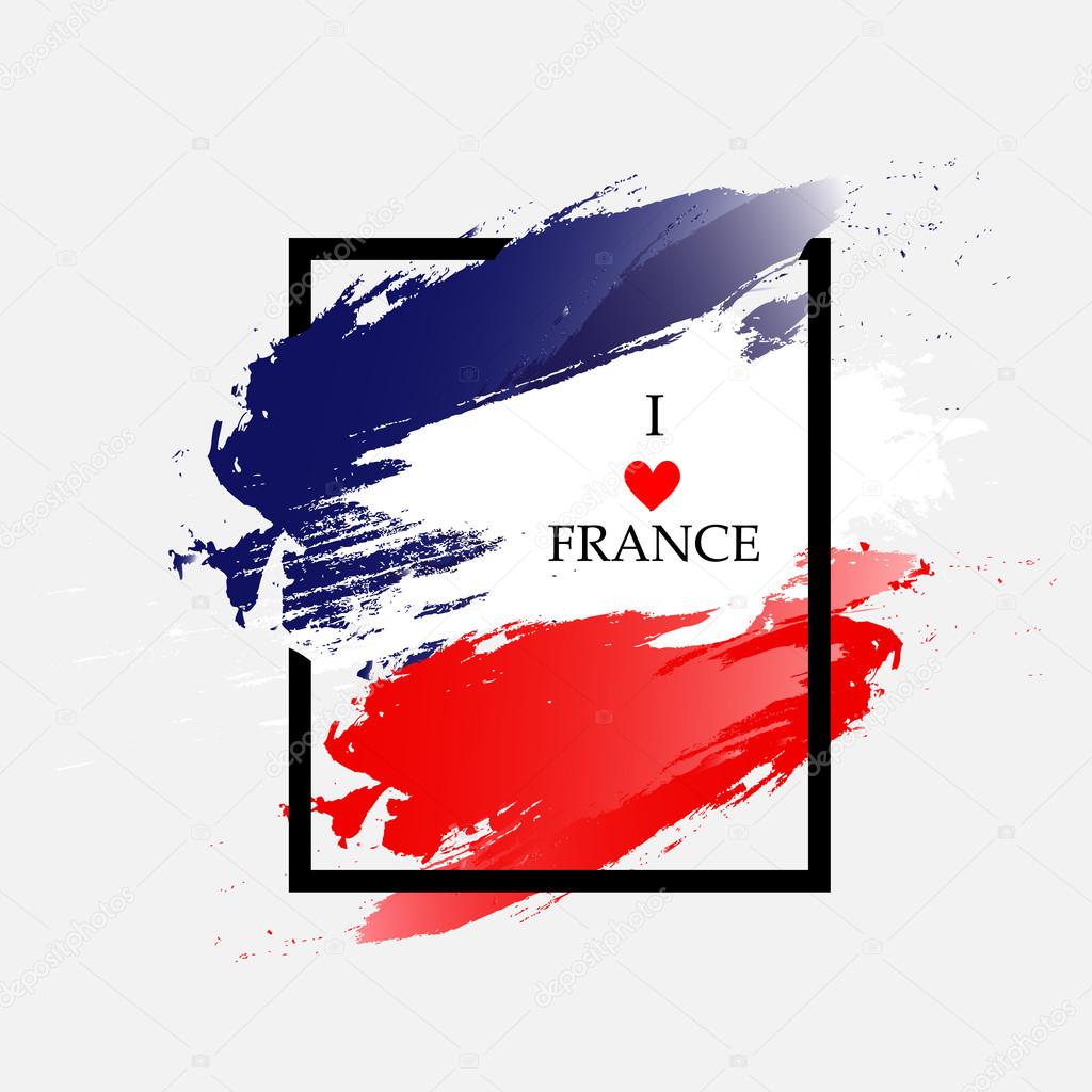Football with frame in the form of french flag isolated on white background. Euro 2016 France football championship. Vector Illustration