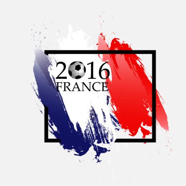 Futbol beyaz arka plan üzerinde izole Fransız bayrağı şeklinde çerçeve ile. Euro 2016 Fransa Futbol Şampiyonası. Vektör çizim