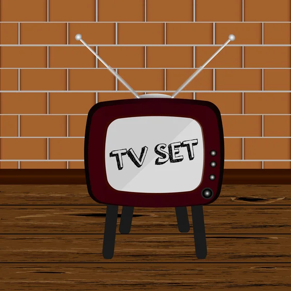 Zimmer mit Retro-TV. Retro-Fernseher. Vektorillustration — Stockvektor