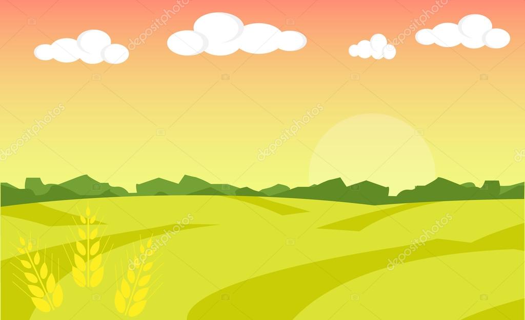 Farm Landscape Farm Landscape Illustration Field Wheat Background