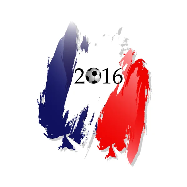 Futbol beyaz arka plan üzerinde izole Fransız bayrağı şeklinde çerçeve ile. Euro 2016 Fransa Futbol Şampiyonası. Vektör çizim