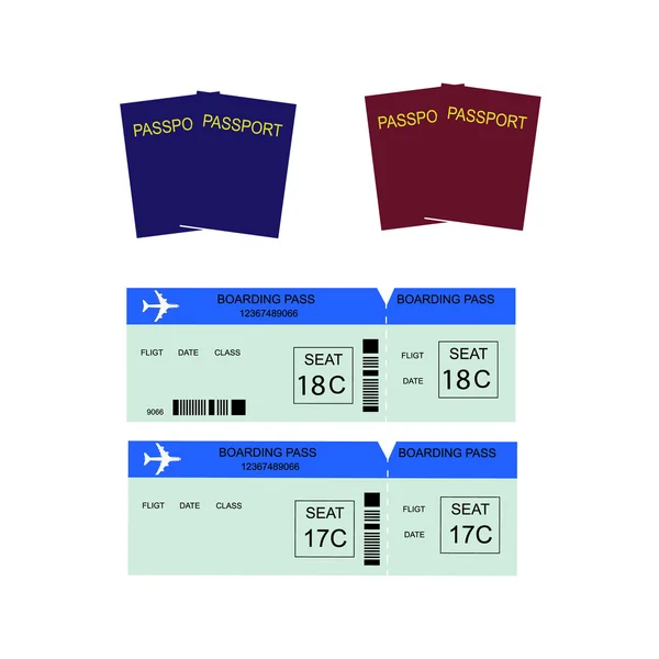 Passaporte com bilhetes em fundo branco. Conceito de férias e vocação. Ilusão de vetor — Vetor de Stock