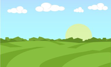 Çiftlik düz manzara. Herhangi bir tasarım için organik gıda kavramı. Çiftlik peyzaj kavramı. Çiftlik manzara illüstrasyon. Çiftlik manzara arka plan. Çiftlik arka plan. Tarım arazileri kavramı. Köy ve Çiftlik Turizmi illüstrasyon