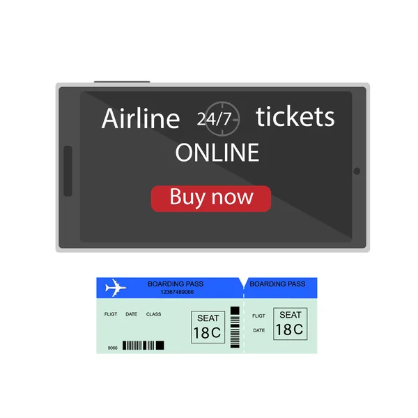 Αεροπορικά Εισιτήρια οnline. Αγορά ή κράτησης αεροπορικών εισιτηρίων. Κρατήσεις εισιτηρίων μέσω τηλεφώνου. Σε απευθείας σύνδεση app για παραγγελία εισιτηρίων. Διεθνής πτήσεις. Επίπεδη 3d ισομετρική. Vector εικονογράφηση. — Διανυσματικό Αρχείο
