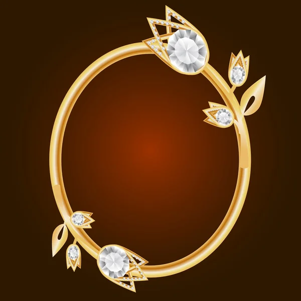 Εκλεκτής ποιότητας κοσμήματα σε χρυσό φόντο. Διαμάντι πλαίσιο. Χρυσή κορνίζα — Φωτογραφία Αρχείου