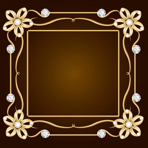 Винтажные золотые украшения фона. Бриллиантовая рамка. Золотая рамка — стоковое фото