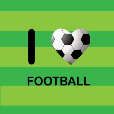 Kalp şeklinde futbol topu ile spor arka plan. Vektör illustraion