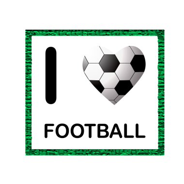 Kalp şeklinde futbol topu ile spor arka plan. Vektör illustraion