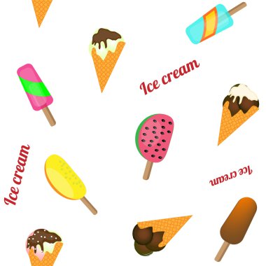 Dondurma arka plan. Dikişsiz desen dondurma. Vektör çizim