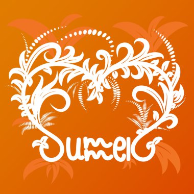 Yaz tipografik tasarım. Elle çizilmiş öğeleri yazı. Yaz arka plan. Vektör çizim