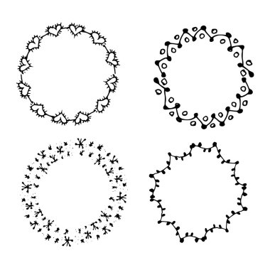 Elle çizilmiş kare kümesi. Doodle kare. Stil kroki. Vektör esnaf