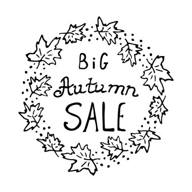 Büyük sonbahar satış harflerle el çizilen çerçeve ile. Vektör çizim