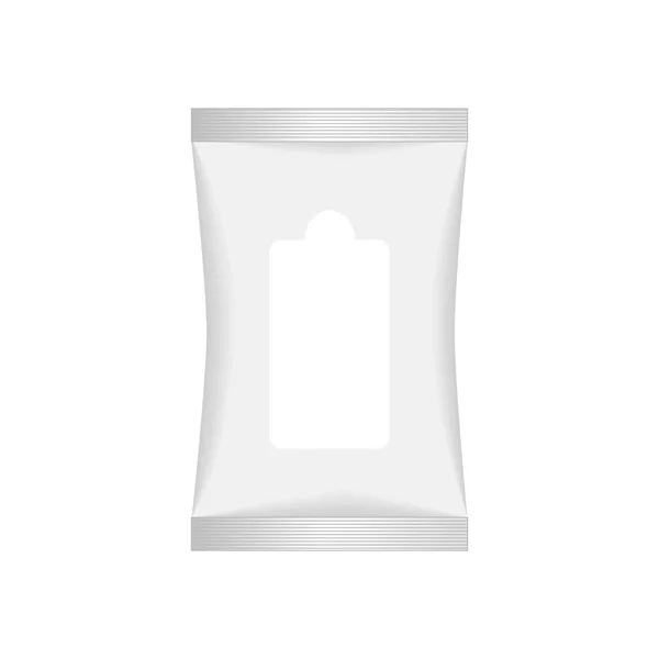 Beyaz arka plan üzerinde izole flep ile beyaz ıslak mendil paketi. Tasarımınız için hazır. Vektör esnaf