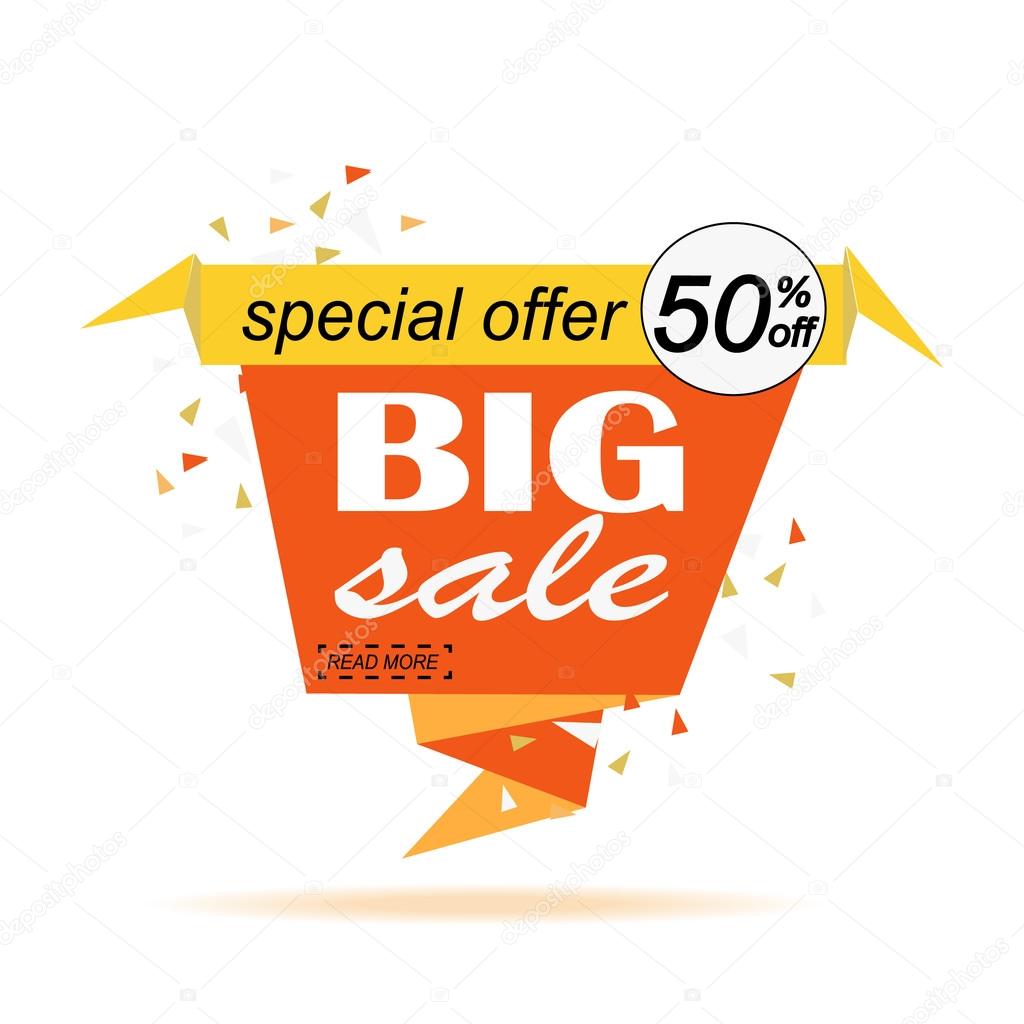 Big sale banner design. Paper banner can use for promotion, promotional brochure, booklet, posters, advertising shopping flyers, discount banners. Vector illustration