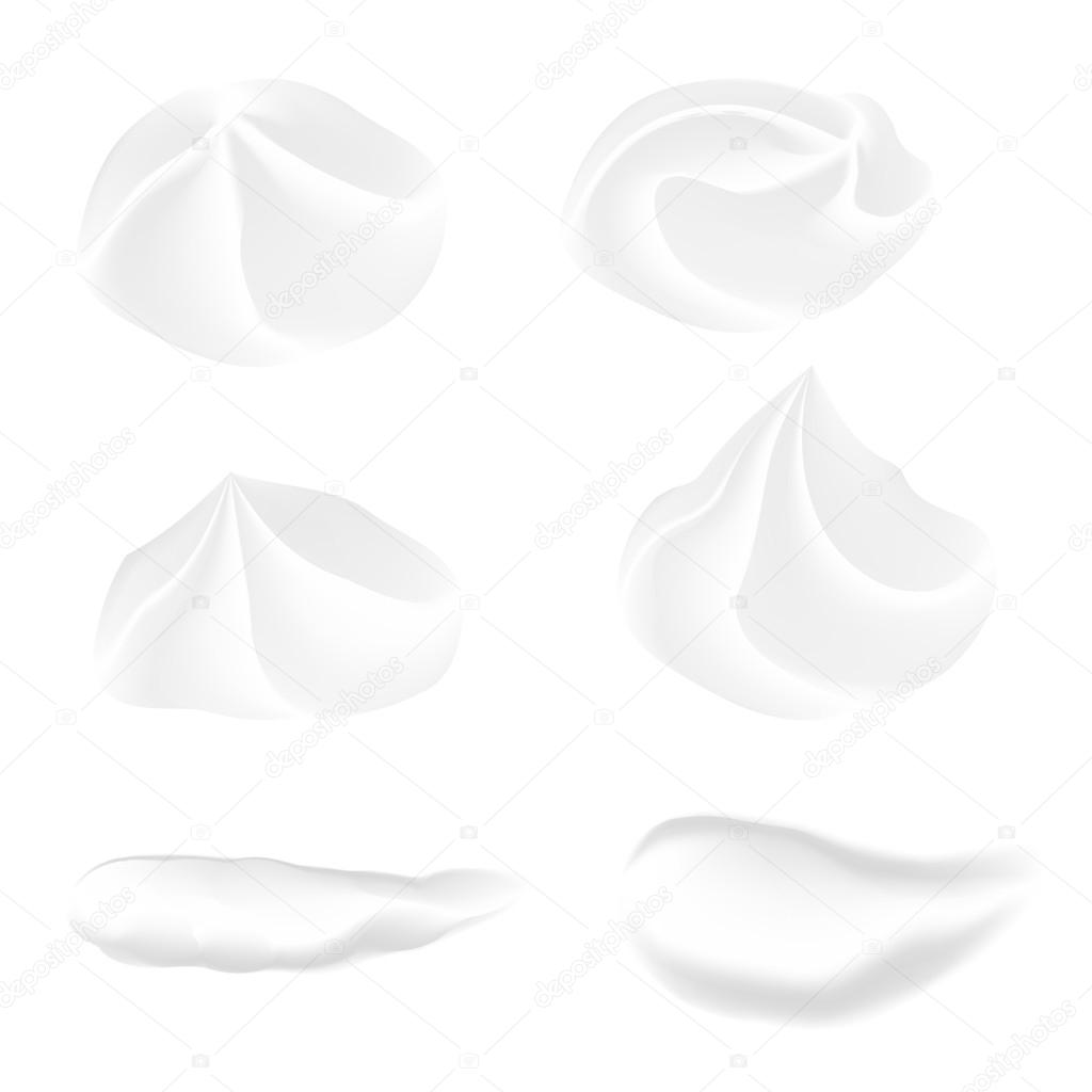 Vector set of face cream swatches isolated on white background. Realistic face cream watches concept. Vector illustration