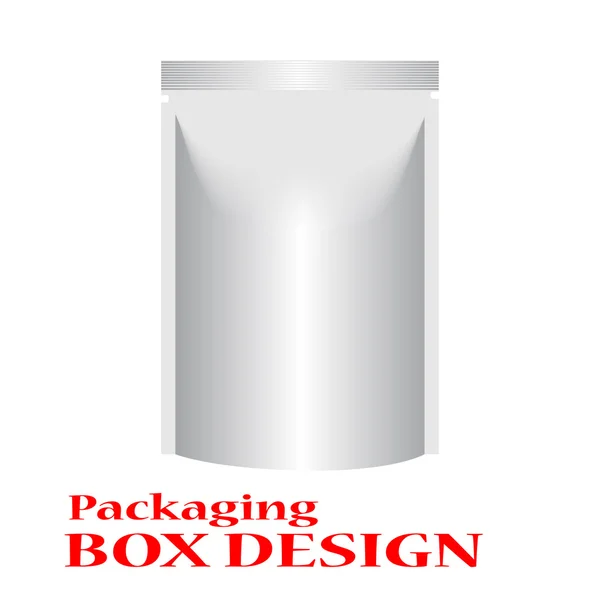 White Mock Up Blank Foil  Bag Packaging. — Stock Vector