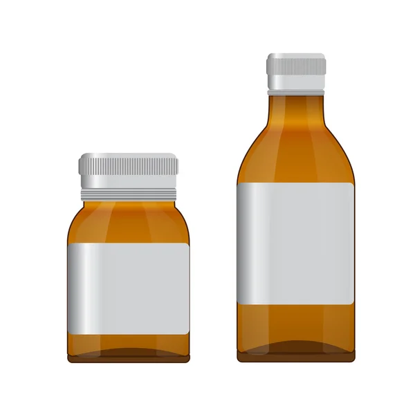 Botella marrón de vidrio médico — Vector de stock