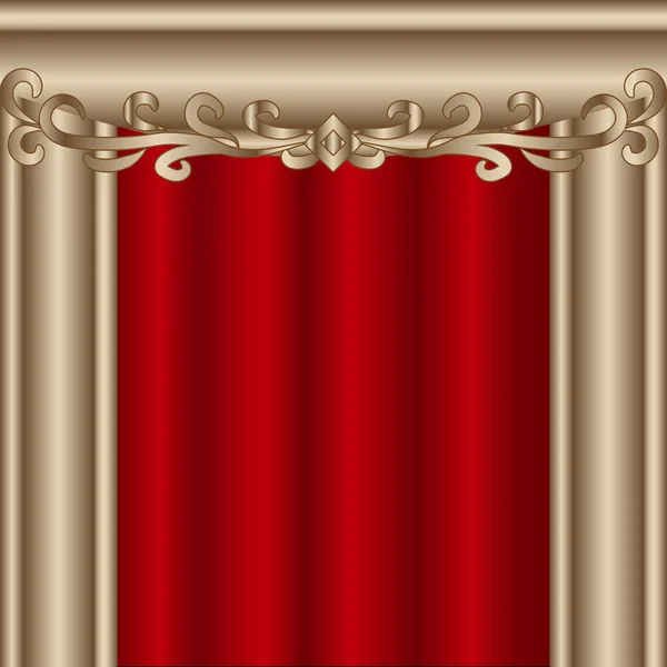 Театральна сцена червоні штори — стоковий вектор