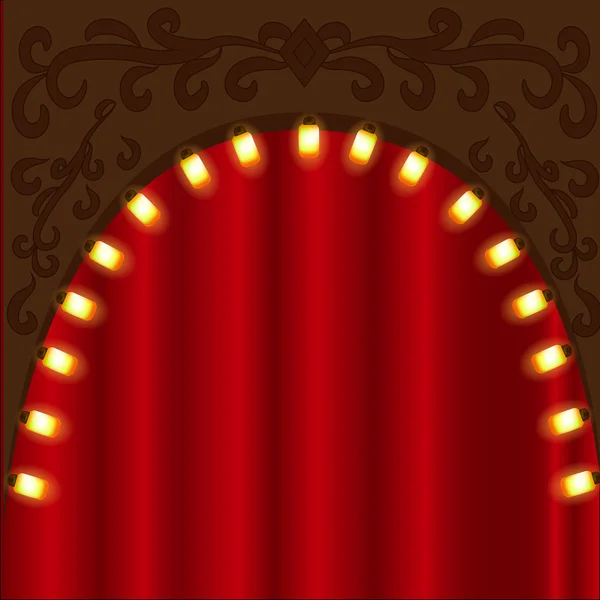Theater stage red curtains — Stock Vector