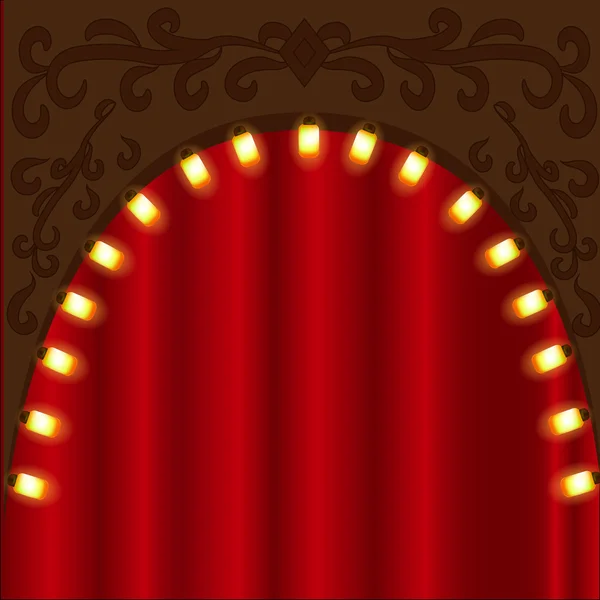 Teatro palco cortinas vermelhas — Vetor de Stock