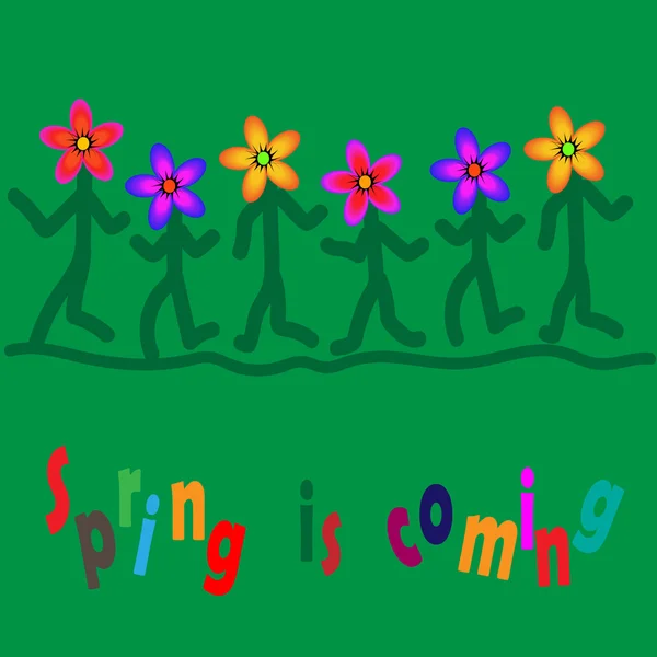 Весняний фон з квітами. Ідея для дітей чи карт. Векторні ілюстрації — стоковий вектор