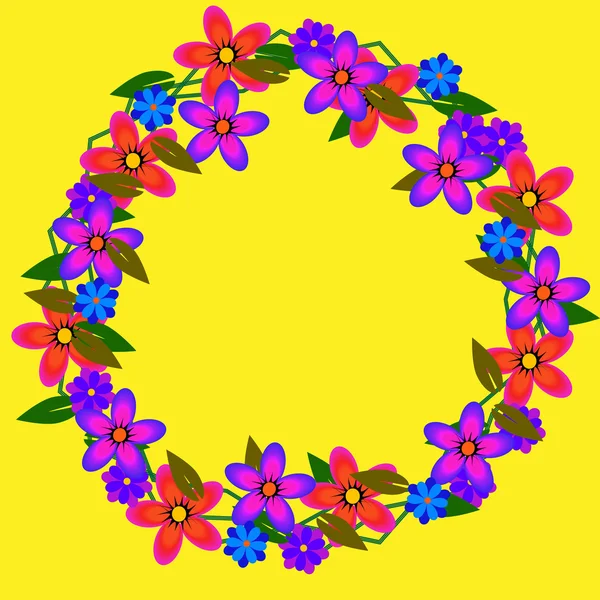 Spring background with a wreath of flowers. Hello spring. — Stock Vector