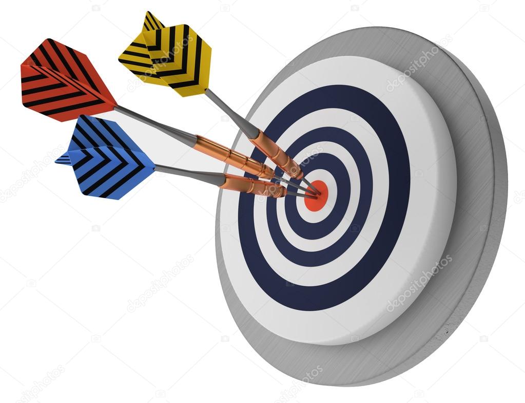 three arrows target on white background success best winner 3D