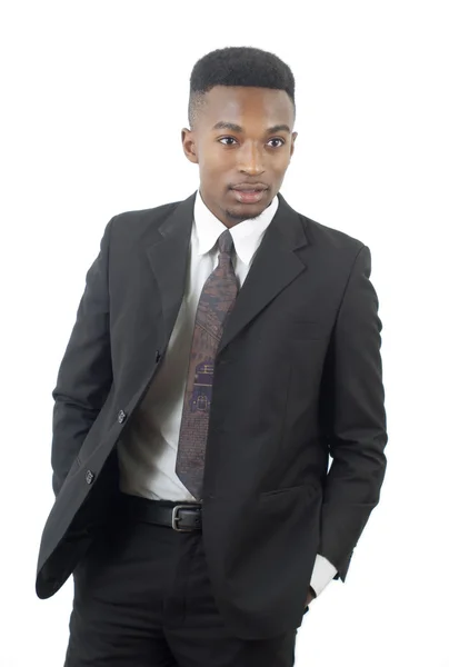 Affärsman på vit bakgrund, kostym och slips kille — Stockfoto