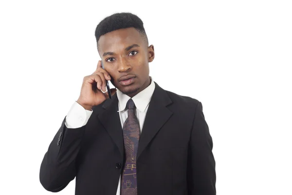 Homem de negócios, terno e gravata, falando no telefone celular — Fotografia de Stock