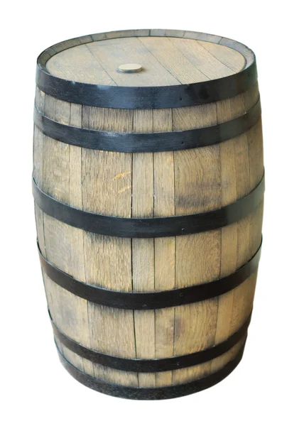 Oak wood wine barrel on white background Royalty Free Stock Images