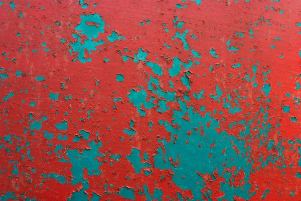 Chipped peeling paint, red and green grunge background texture — Stock Photo, Image
