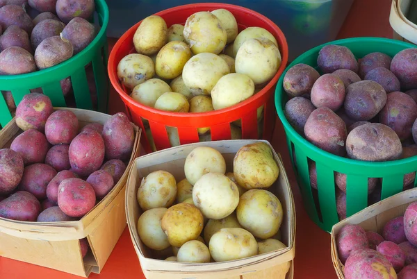 Batatas vermelhas e brancas no mercado — Fotografia de Stock