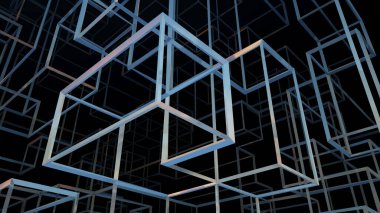 kare çizgileri arkaplan geometrik tasarım yapı 3D illüstrasyon