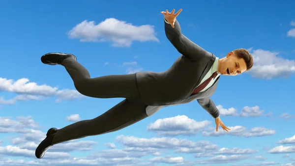 Businessman Falling Sky Financial Freedom Illustration — Stock Photo, Image