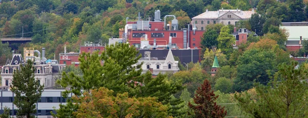 small city industry in the forest Sherbrooke Quebec panoramic view Eastern Township Estrie village and french culture