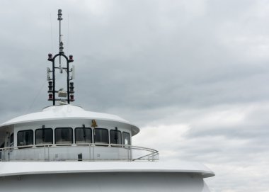 boat deck on gray sky