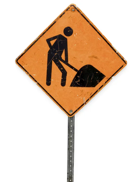 Yol işareti için inşaat web sitesi altında — Stok fotoğraf